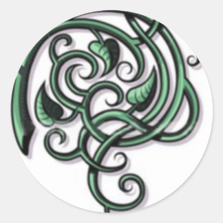 Pegatina Redonda Flores decorativas antiguas