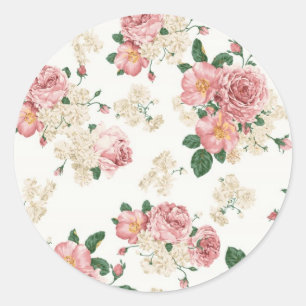 Pegatina Redonda Flores del vintage