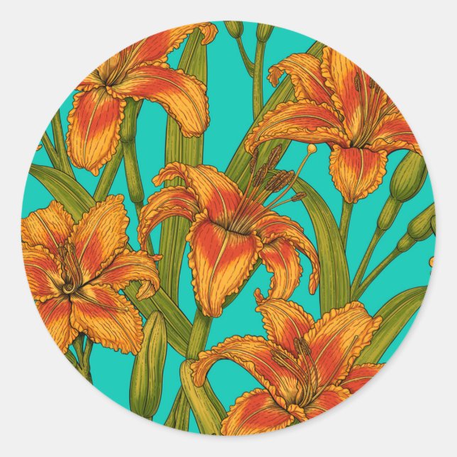 Pegatina Redonda Flores diarias de Tawny (Anverso)