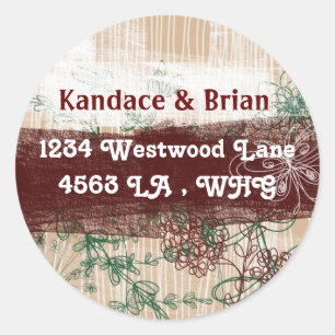 Pegatina Redonda Flores doodadas de etiquetas de direcciones