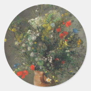 Pegatina Redonda Flores en un jarrón (2) por Auguste Renoir