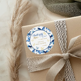 Pegatina Redonda Flores Encantadoras de Acuarela Rosa Bebé en Flora