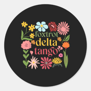 Pegatina Redonda Flores florales sutiles Trump resisten a Foxtrot D
