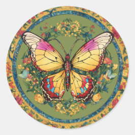 Pegatina Redonda "Flores fluyentes: una sinfonía floral"