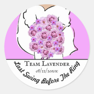 Pegatina Redonda Flores moradas de golf de Bachelorette Party Perso