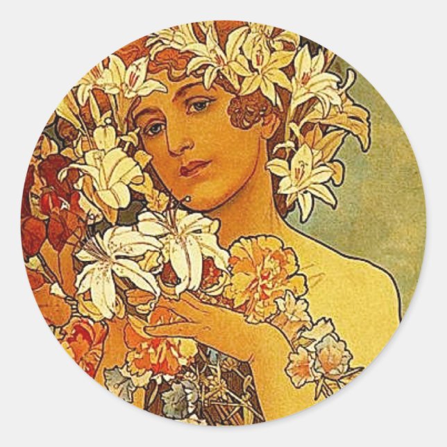 Pegatina Redonda Flores mucha (Anverso)