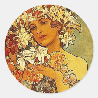 Pegatina Redonda Flores mucha