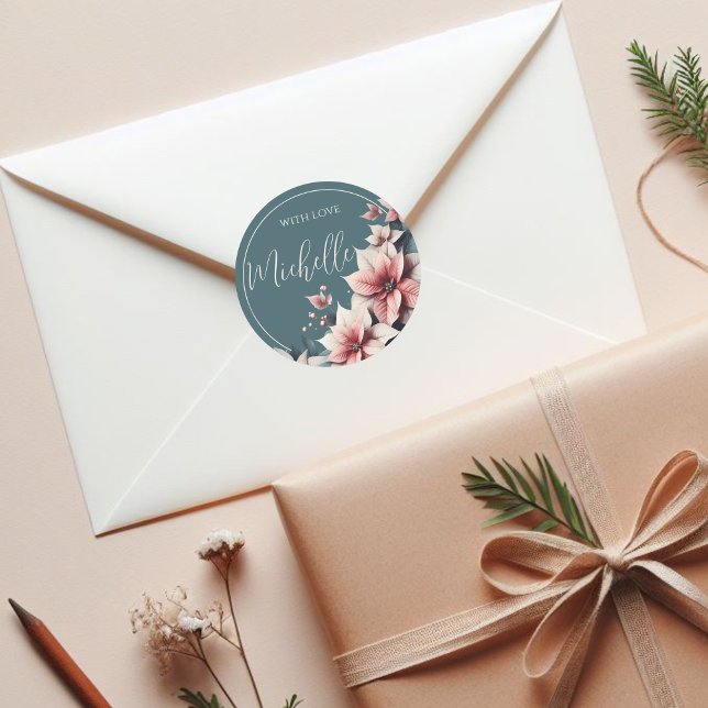 Pegatina Redonda Flores Pastel Elegantes Personalizables  (Subido por el creador)