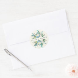 Pegatina Redonda Flores pintadas a mano boho románticas