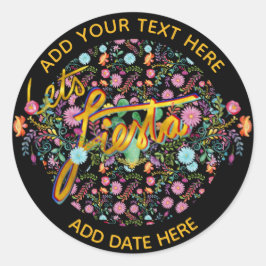 Pegatina Redonda Flores populares mexicanas de Fiesta personalizada