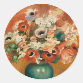 Pegatina Redonda Flores por August Renoir, arte