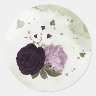 Pegatina Redonda Flores profundas y moradas claras