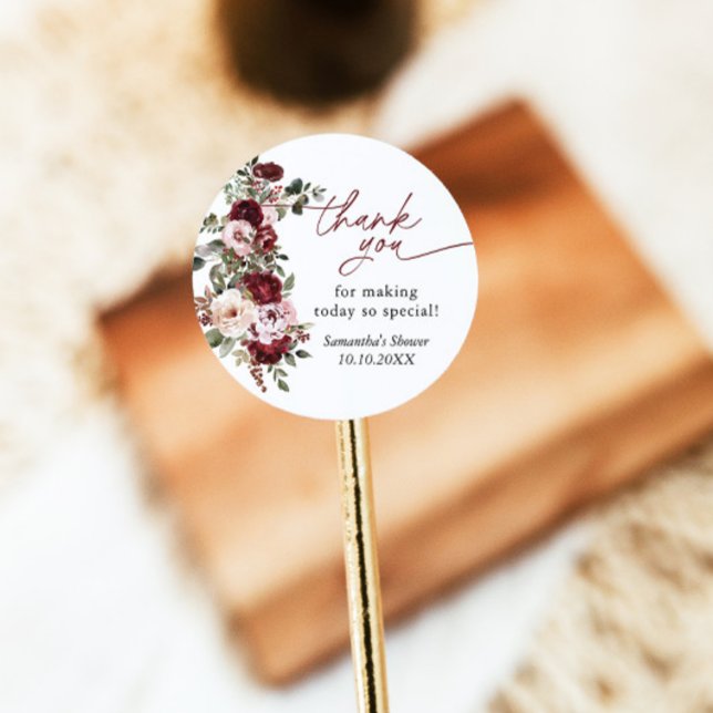 Pegatina Redonda Flores Rosadas con Tono Burdeos para Ducha de Rega (Subido por el creador)