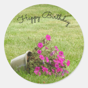 Pegatina Redonda Flores rosadas *personalizar*