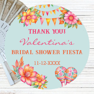 Pegatina Redonda Flores rosas Fiesta Bridal Shower Favor