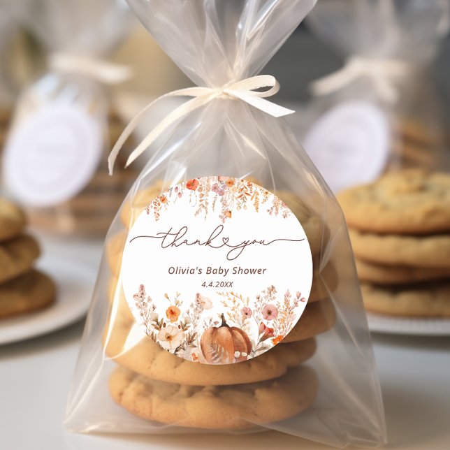 Pegatina Redonda Flores salvajes Boho Little Pumpkin Fall Gracias (Subido por el creador)