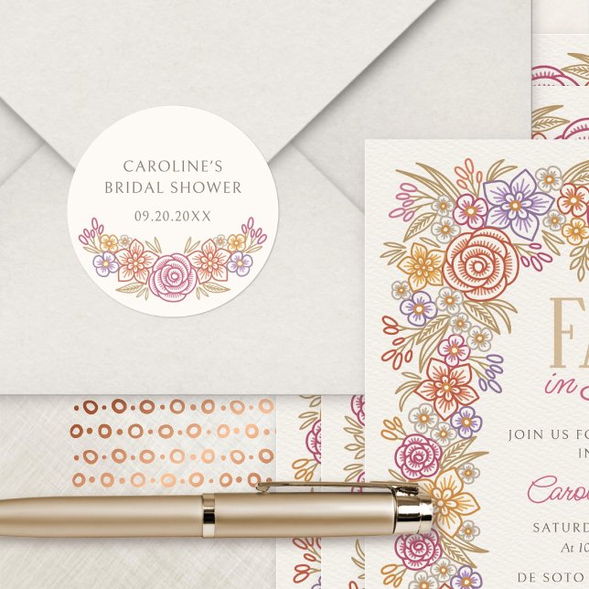 Pegatina Redonda Flores salvajes otoño Floral Bridal Shower (Subido por el creador)
