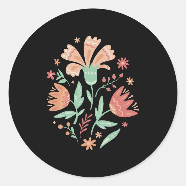 Pegatina Redonda Flores silvestres (Anverso)