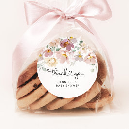 Pegatina Redonda Flores silvestres acuáticas bebé ducha gracias