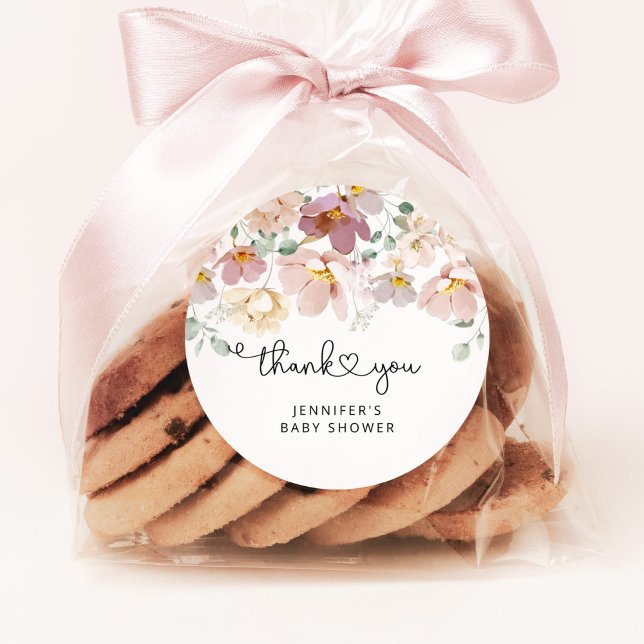 Pegatina Redonda Flores silvestres acuáticas bebé ducha gracias (Subido por el creador)