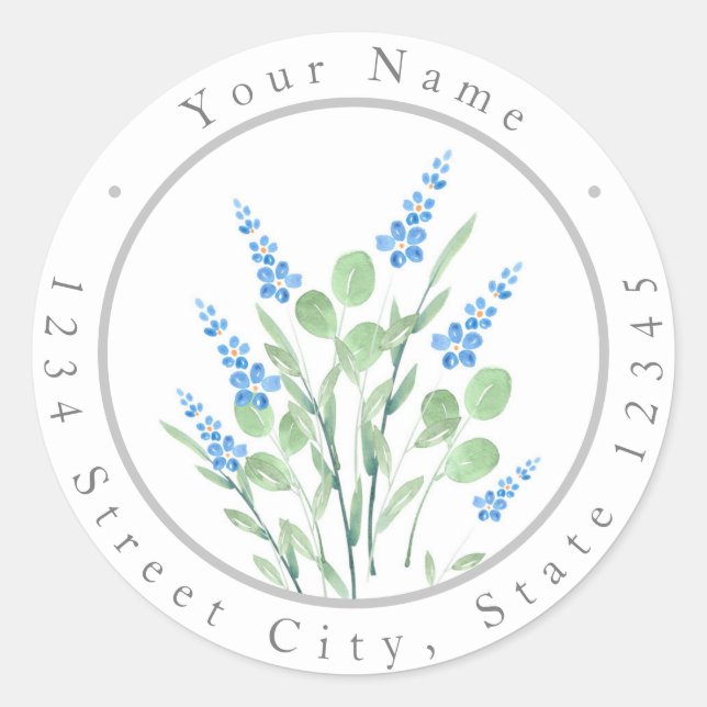 Pegatina Redonda Flores silvestres acuáticas Rótulos para Bouquet (Anverso)