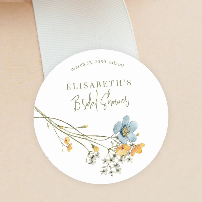 Pegatina Redonda Flores silvestres de Boho primavera ducha de novia (Subido por el creador)