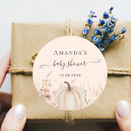 Pegatina Redonda Flores silvestres de calabaza melocotón ducha de b