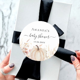 Pegatina Redonda Flores silvestres de calabaza melocotón ducha de b