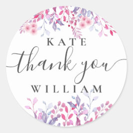 Pegatina Redonda Flores silvestres de pasto morado