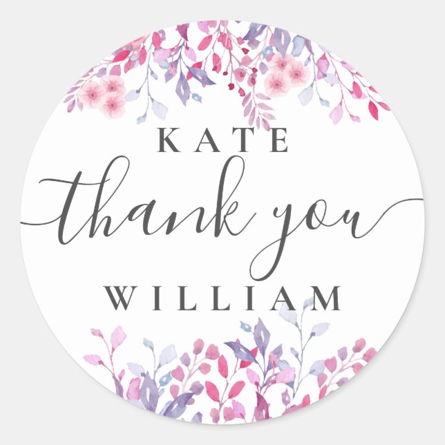 Pegatina Redonda Flores silvestres de pasto morado (Anverso)