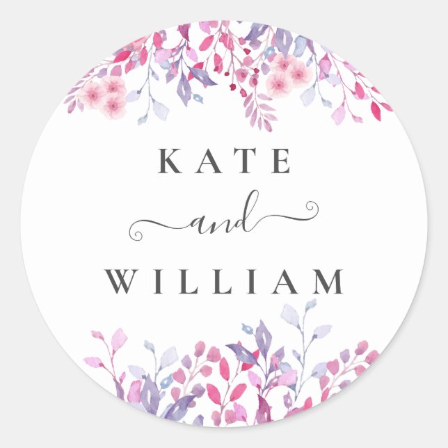 Pegatina Redonda Flores silvestres de pasto morado (Anverso)