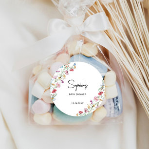 Pegatina Redonda Flores silvestres Ducha para bebé