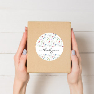 Pegatina Redonda Flores silvestres elegantes