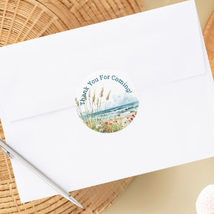 Pegatina Redonda Flores silvestres en el Baby Shower Beach