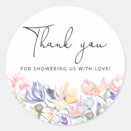 Pegatina Redonda Flores silvestres gracias