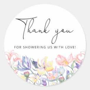 Pegatina Redonda Flores silvestres gracias