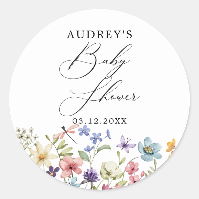 Pegatina Redonda Flores Silvestres Modernas Y Coloridas Libros Flor (Anverso)