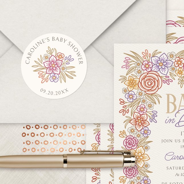 Pegatina Redonda Flores silvestres otoño en Baby Shower (Subido por el creador)