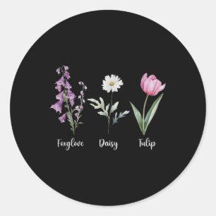 Pegatina Redonda Flores sutiles anti Trump de camisas Foxglove Da