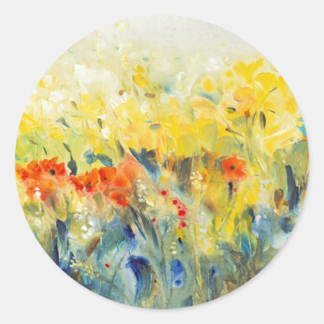 Pegatina Redonda Flores Sway II (Anverso)