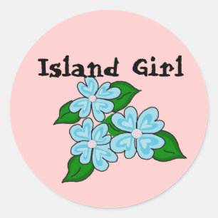 Pegatina Redonda Flores tropicales Chicas de la isla