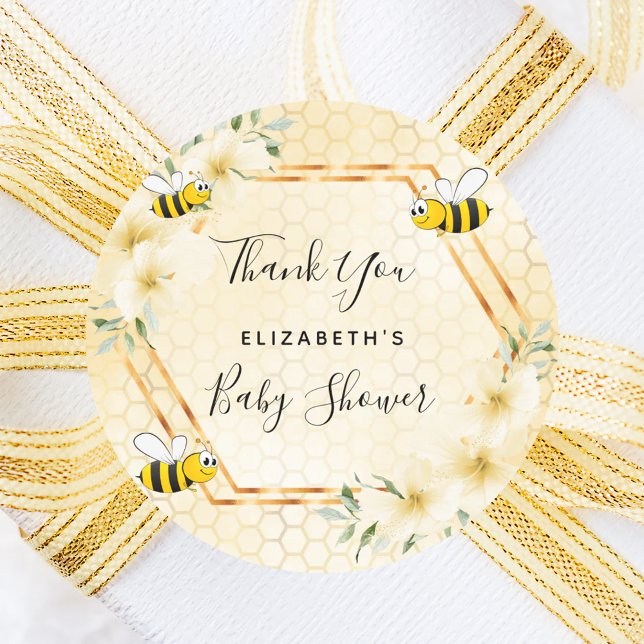 Pegatina Redonda Flores tropicales de abeja de abeja de burbujas, d (Subido por el creador)