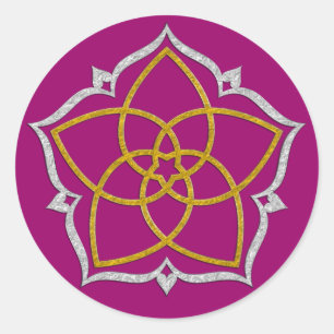 Pegatina Redonda FLORES VENUS / PLATA DE ORO Venusblume Lotus