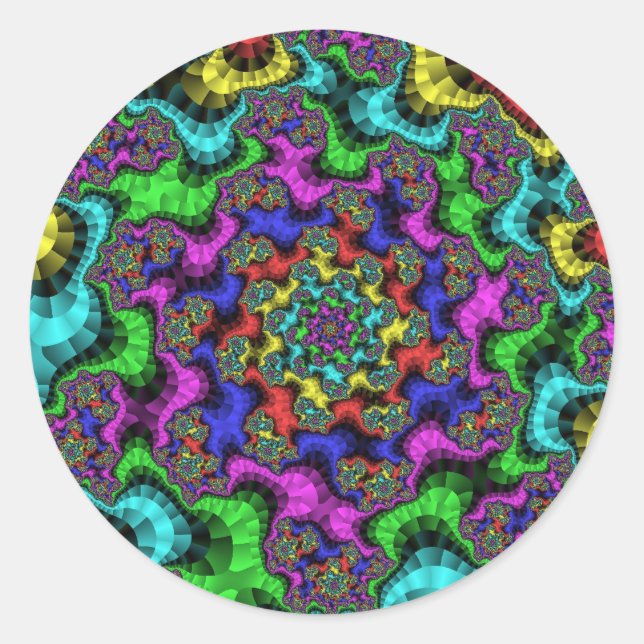 Pegatina Redonda Flores vibrantes (Anverso)