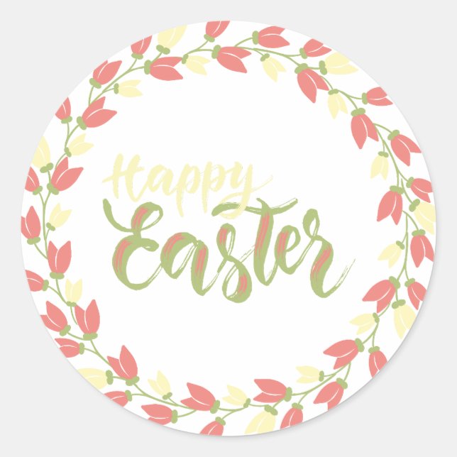 Pegatina Redonda Flores y flores de Pascua (Anverso)