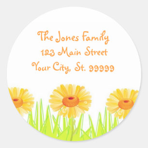 Pegatina Redonda Flores y hierbas