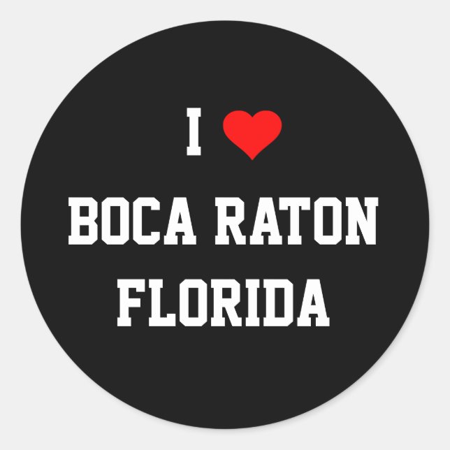 Pegatina Redonda FLORIDA: Amo a Boca Raton, Florida (Anverso)