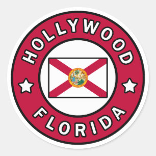 Pegatina Redonda Florida de Hollywood