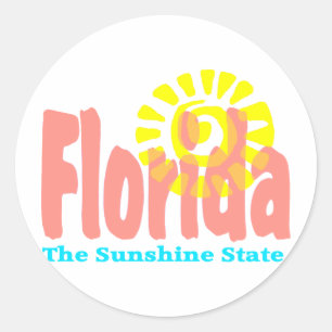Pegatina Redonda Florida El Estado Del Sol