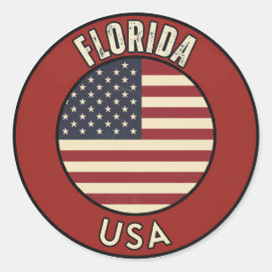 Pegatina Redonda Florida Estados Unidos de América
